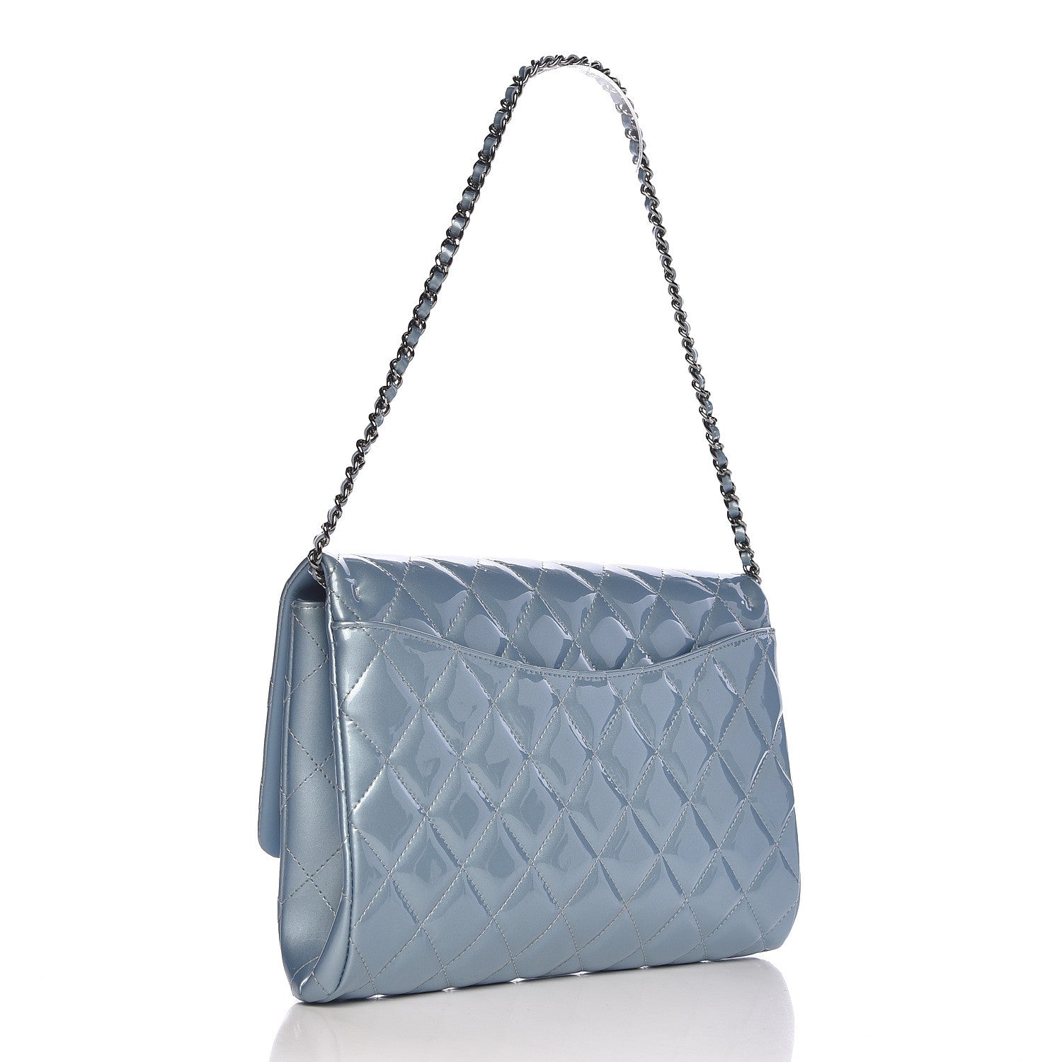 Chanel Patent Quilted Clutch with Chain Flap Light Blue 3 of 10