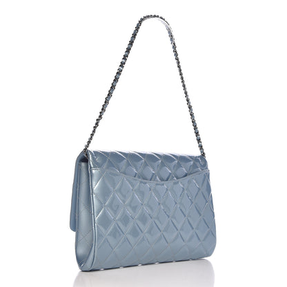 Chanel Patent Quilted Clutch with Chain Flap Light Blue 3 of 10