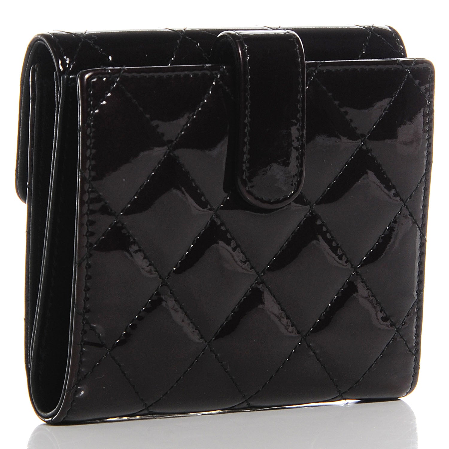 Chanel Patent Quilted Brilliant Compact Wallet Black 3 of 8