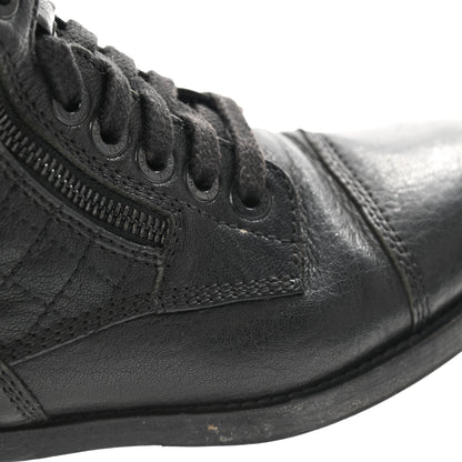 Chanel Sheepskin Quilted CC Tall Lace Up Combat Boots 36 Black 15 of 18