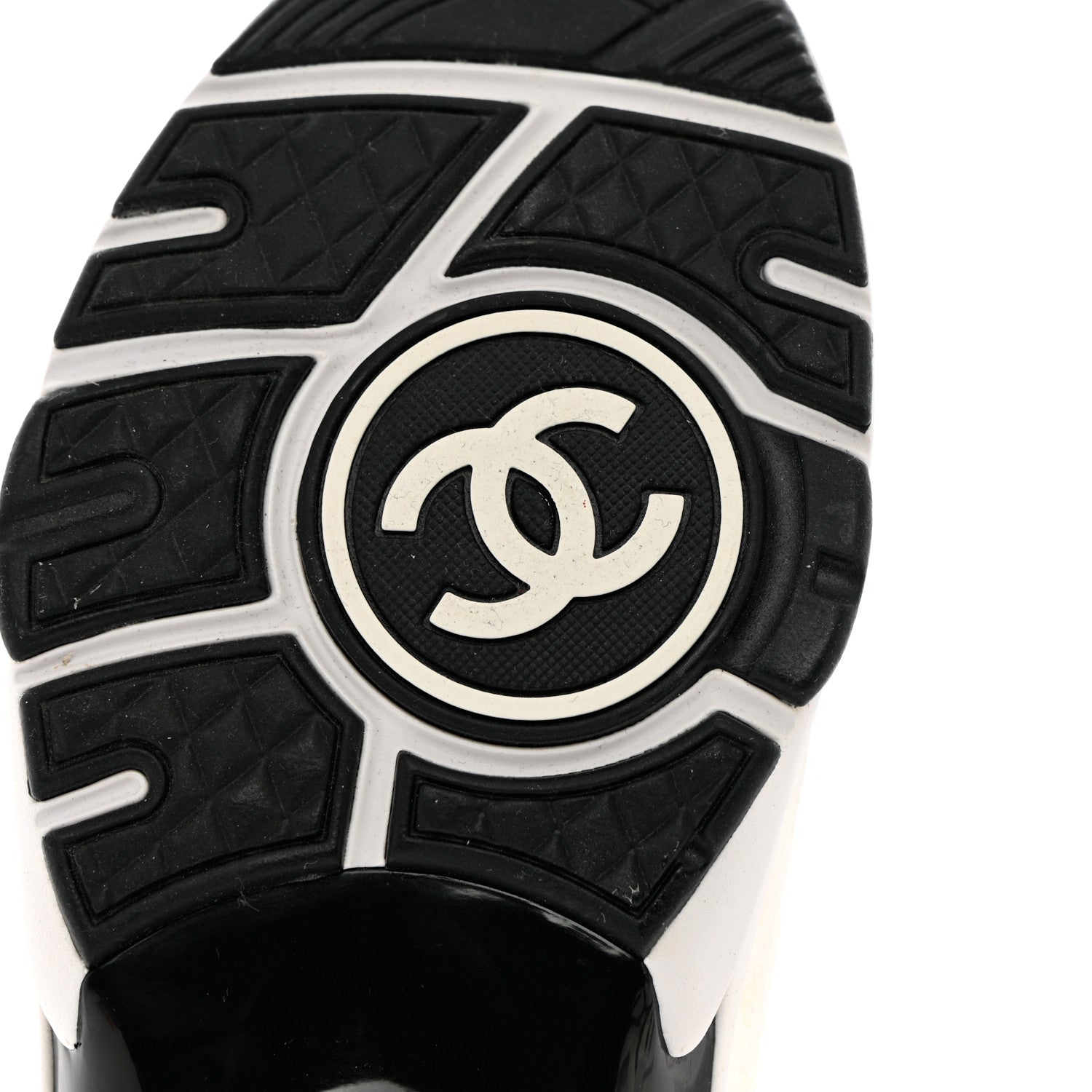 Chanel Suede Calfskin Printed CC Sneakers 37 Black White 8 of 8