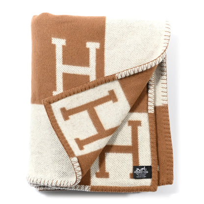 Hermes Wool Cashmere Avalon Blanket Ecru Camel 2 of 3