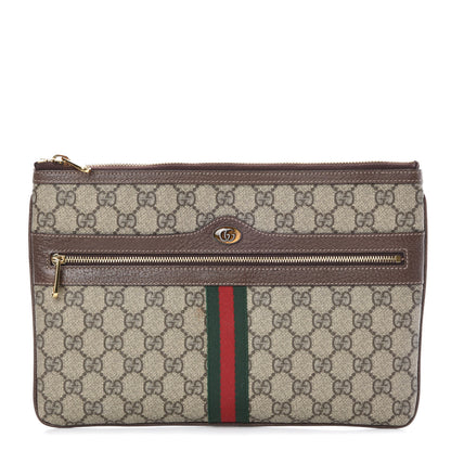 Gucci GG Supreme Monogram Large Ophidia Pouch Clutch Brown 1 of 8