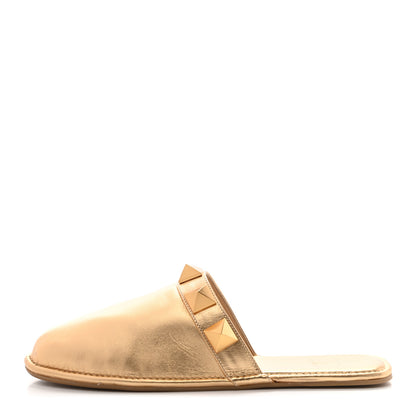 Valentino Garavani Metallic Nappa Roman Stud Slippers 38.5 Antique Brass 1 of 20