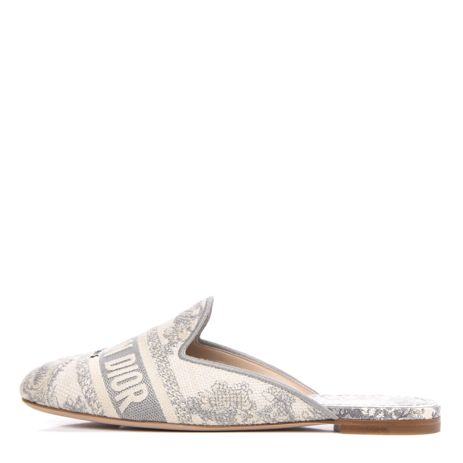 Christian Dior Canvas Cotton Embroidered Dioriviera Mules 36.5 Gray 1 of 8