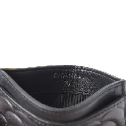 Chanel Goatskin Camellia Embossed Card Holder Anthracite 5 of 8