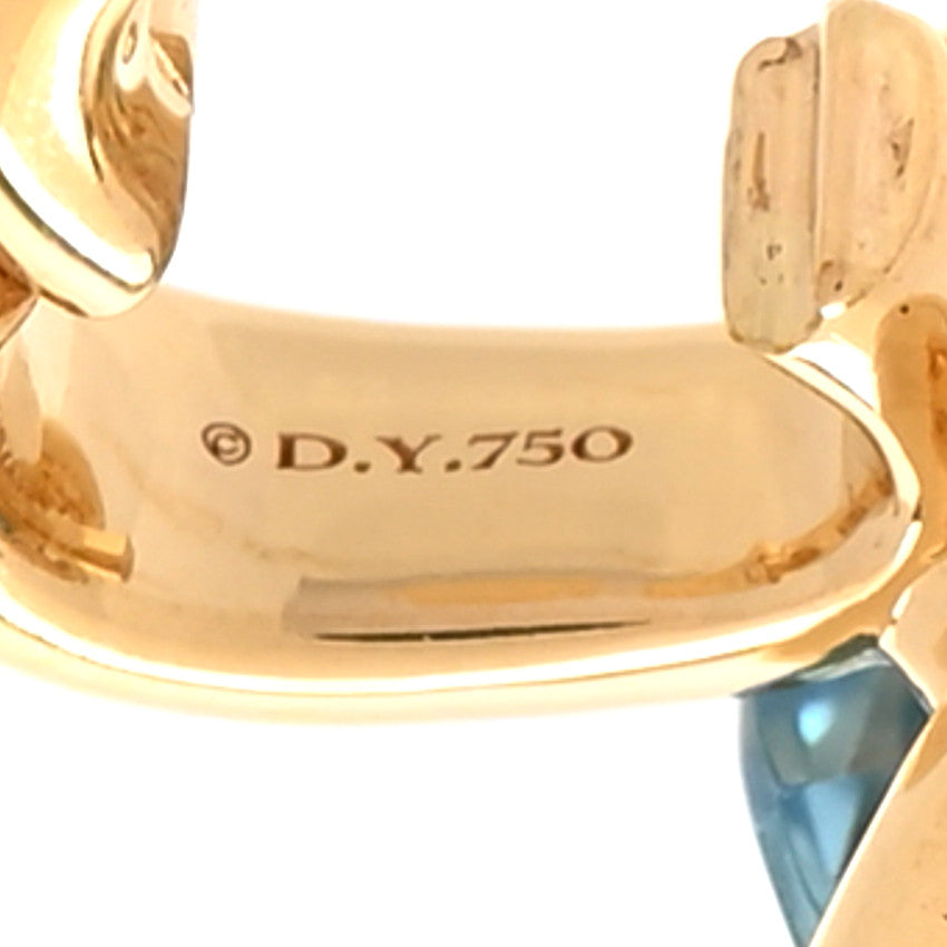 David Yurman 18K Yellow Gold Blue Topaz Marbella Y Pendant 4 of 4