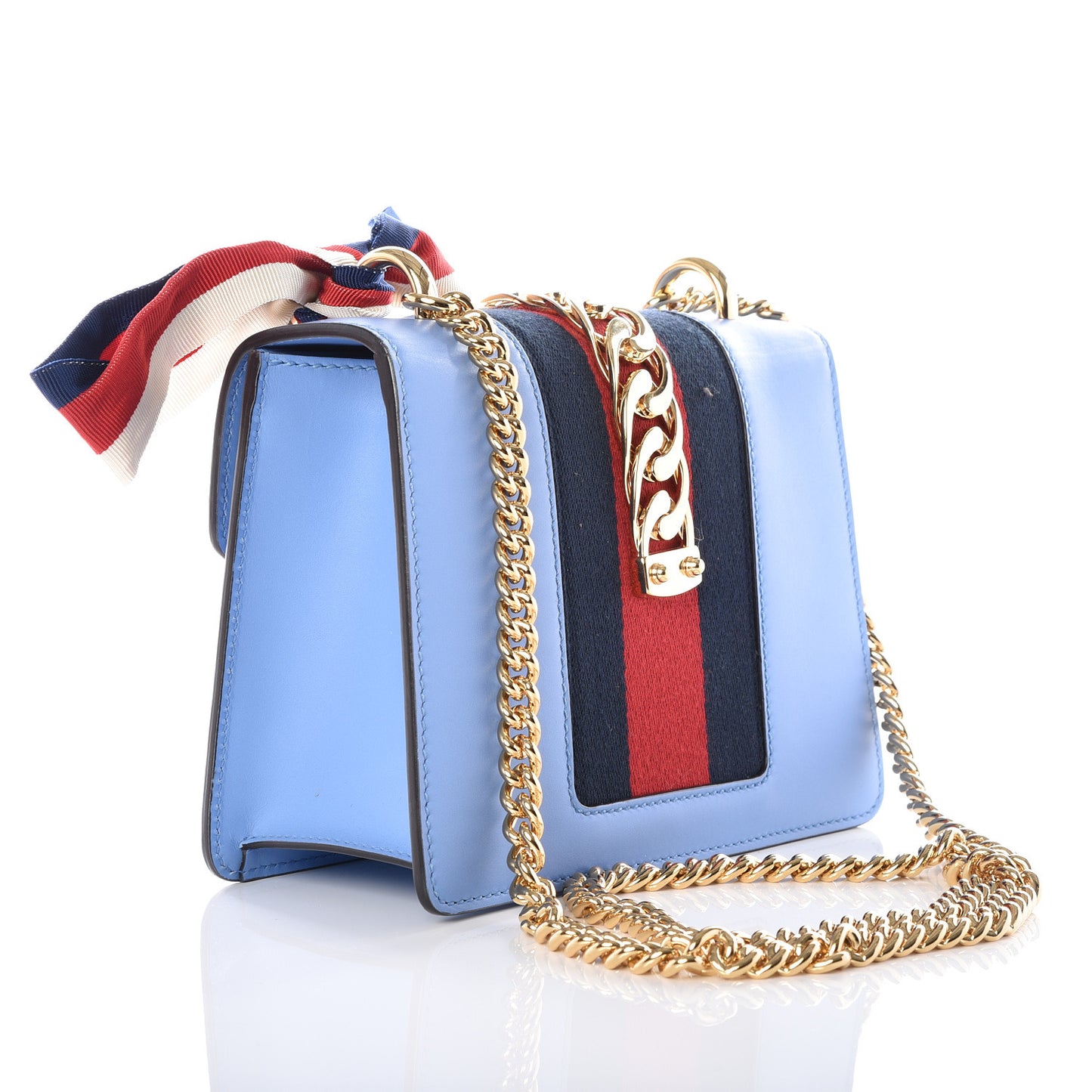 Calfskin Mini Sylvie Chain Shoulder Bag Clear Sky Blue