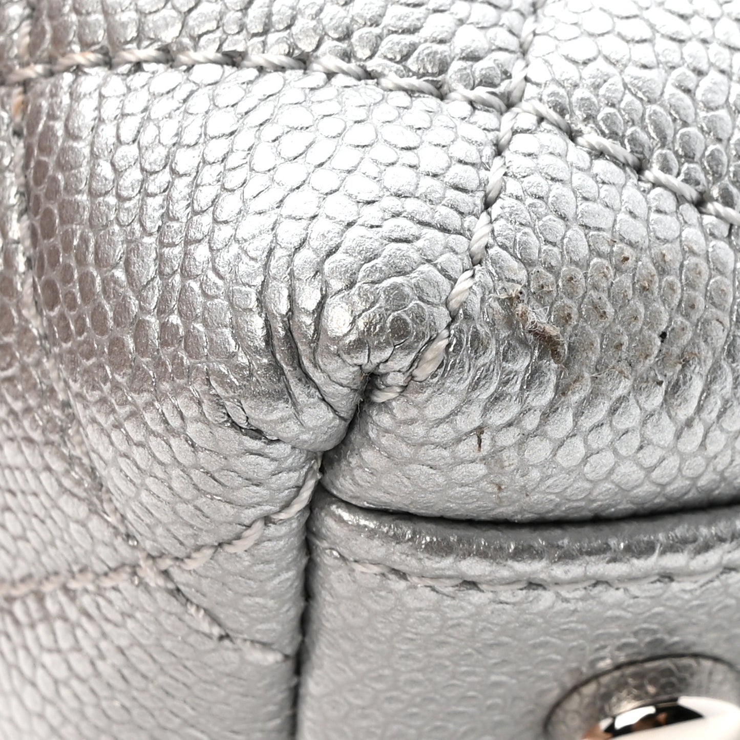 Metallic Caviar Quilted Mini Coco Handle Flap Silvery