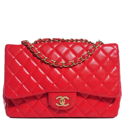 Chanel Lambskin Quilted Jumbo Single Flap Red 1 of 8
