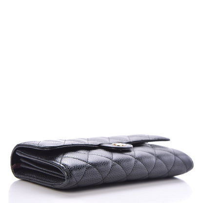 Chanel Caviar Quilted Large Gusset Flap Wallet Black 4 of 10