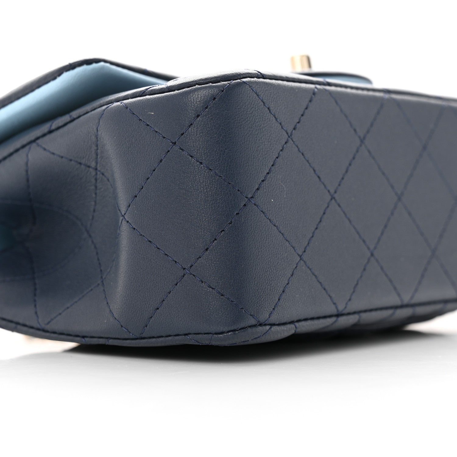 Chanel Lambskin Quilted Bi-Color Mini Top Handle Rectangular Flap Navy Blue Light Blue 9 of 12