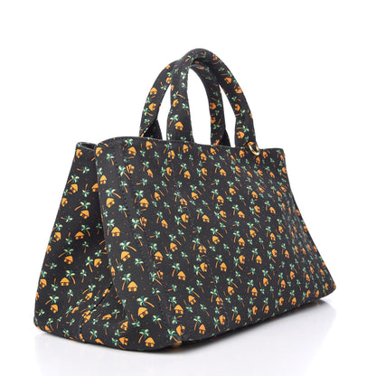 Prada Canapa Palm Tree Print Logo Tote Black 3 of 9