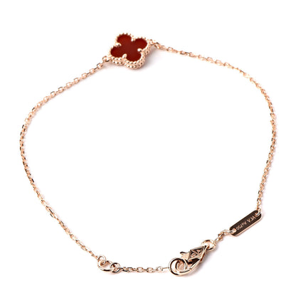 Van Cleef & Arpels 18K Rose Gold Carnelian Sweet Alhambra Bracelet 3 of 7