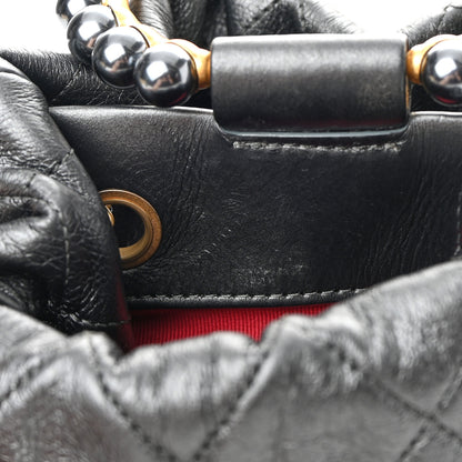 Chanel Metallic Lambskin Quilted Pearl Crown Drawstring Bag Anthracite 10 of 10