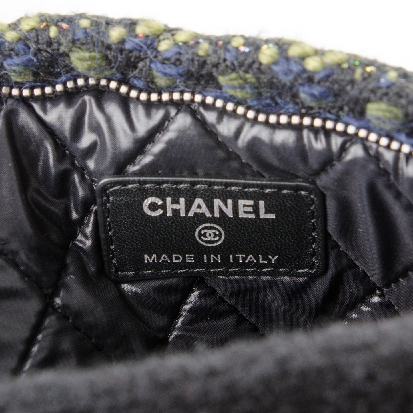 Tweed Quilted CC Beauty Clutch Black