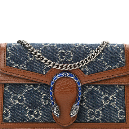 Gucci New Denim GG Monogram Dollar Calfskin Enamel Super Mini Dionysus Shoulder Bag Blue Tea Cuir Epilog Electric Blue 7 of 9