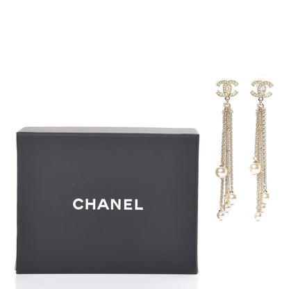 Chanel Pearl Chain CC Dangle Clip On Earrings Gold 5 of 5