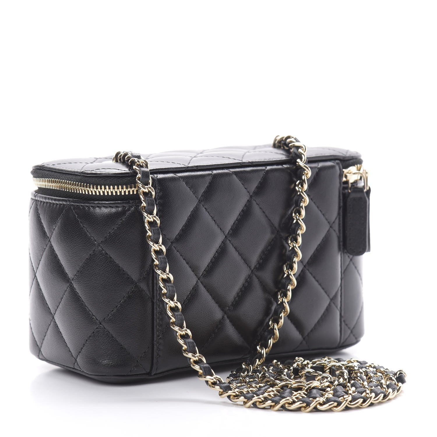 Chanel Lambskin Quilted Small Vanity Case With Chain Black 3 of 11