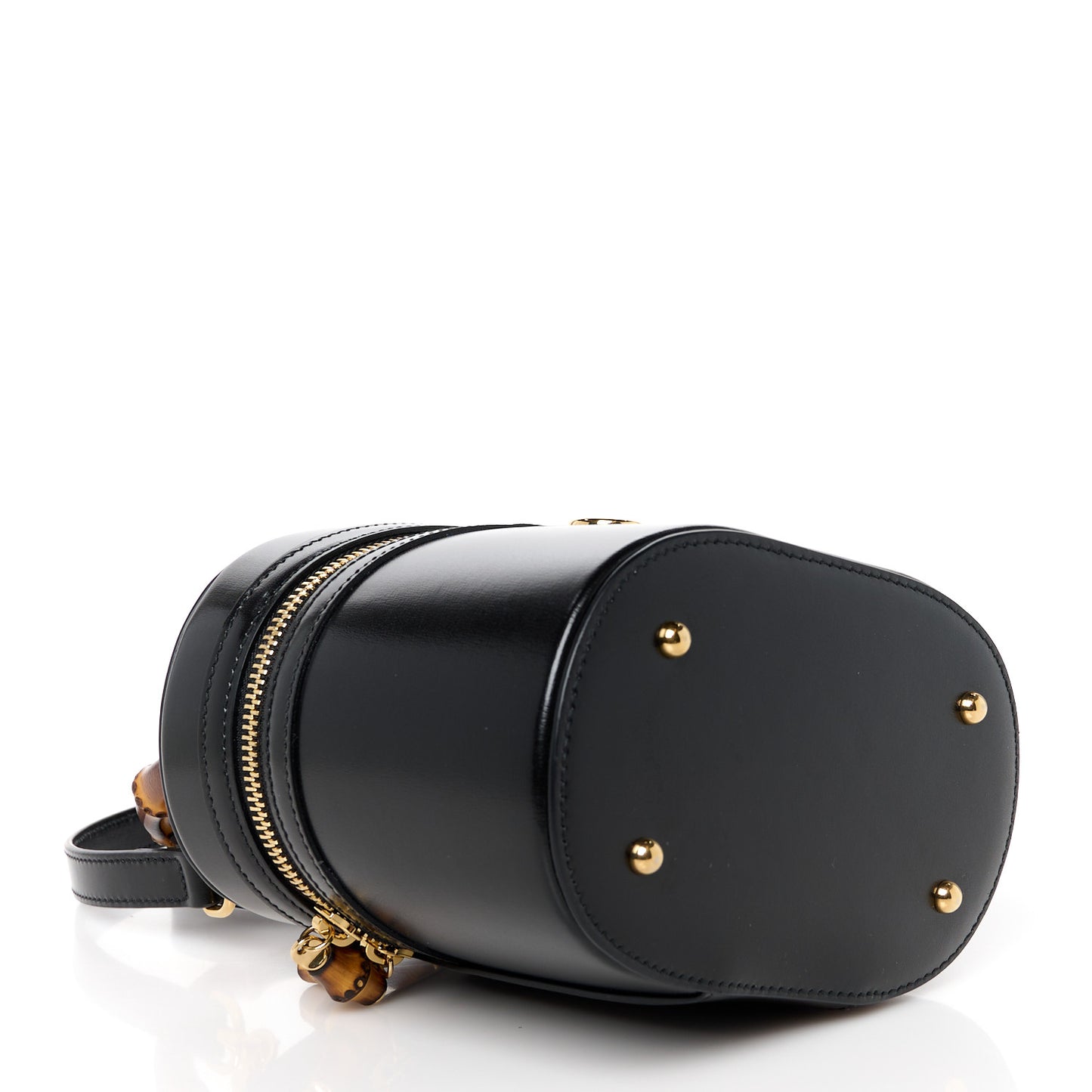 Calfskin Mini Bamboo Top Handle Shoulder Bag Black