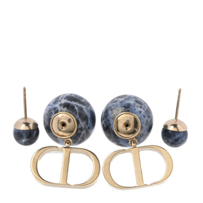 Christian Dior Marble CD Tribal Earrings Blue 2 of 4