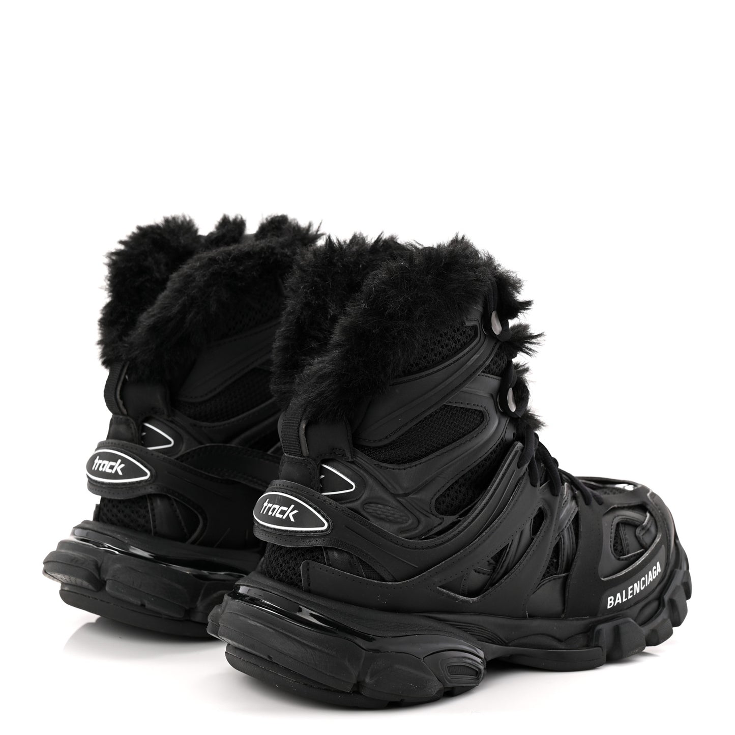 Mesh Nylon Faux Fur Womens Track Hike Sneakers 37 Black
