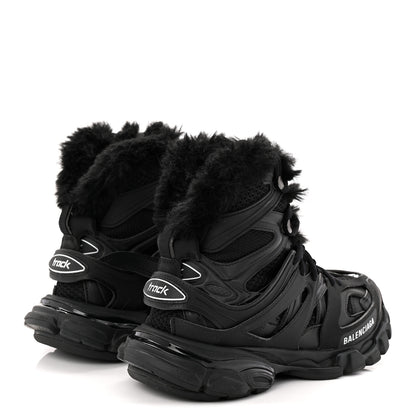 Balenciaga Mesh Nylon Faux Fur Womens Track Hike Sneakers 37 Black 4 of 9