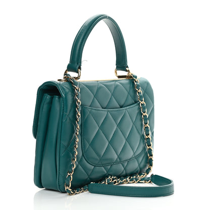 Chanel Lambskin Quilted Small Trendy CC Flap Dual Handle Bag Green 3 of 14