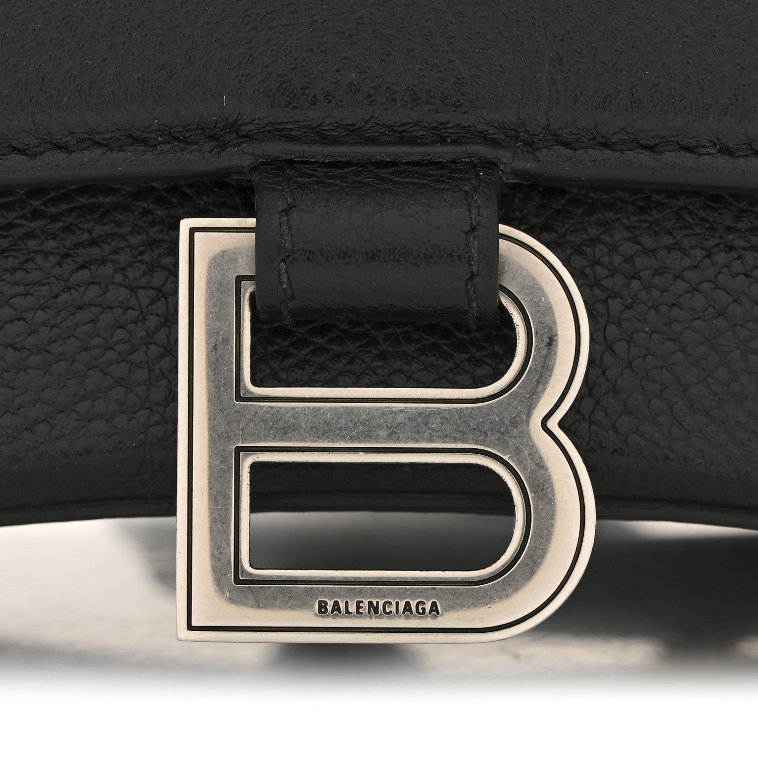 Balenciaga Grained Calfskin Small Hourglass Top Handle Bag Black 12 of 13