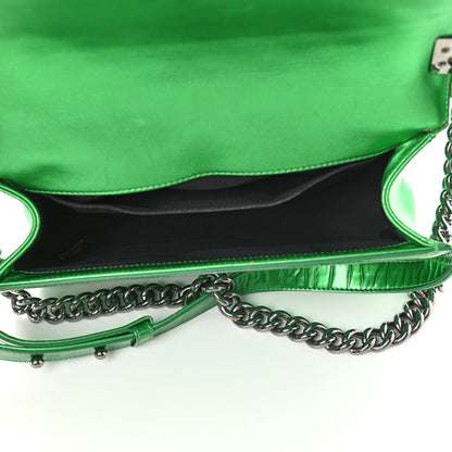 Chanel Metallic Patent Calfskin Quilted Medium Boy Flap Green 5 of 13