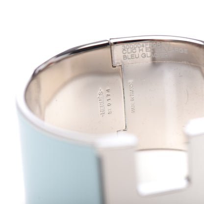 Hermes Enamel Extra Wide Clic Clac H Bracelet PM Bleu Glacier 4 of 6