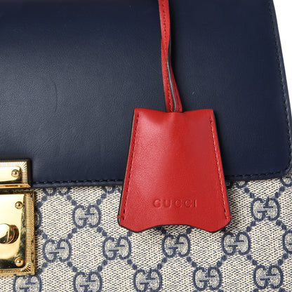 Gucci GG Supreme Monogram Calfskin Medium Padlock Top Handle Bag Beige Blue Mystic White Hibiscus Red 12 of 19