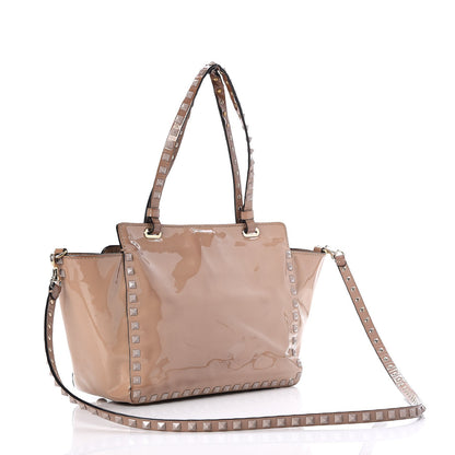 Valentino Garavani Patent Small Rockstud Tote Poudre 3 of 13