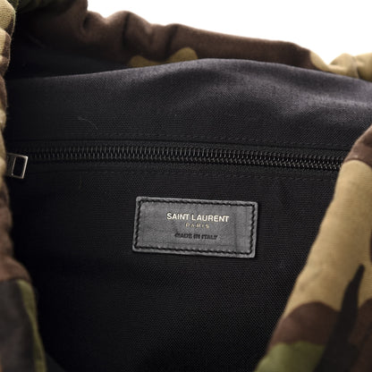 Saint Laurent Canvas Calfskin Camouflage Utilitarian Backpack Kaki Black 5 of 9