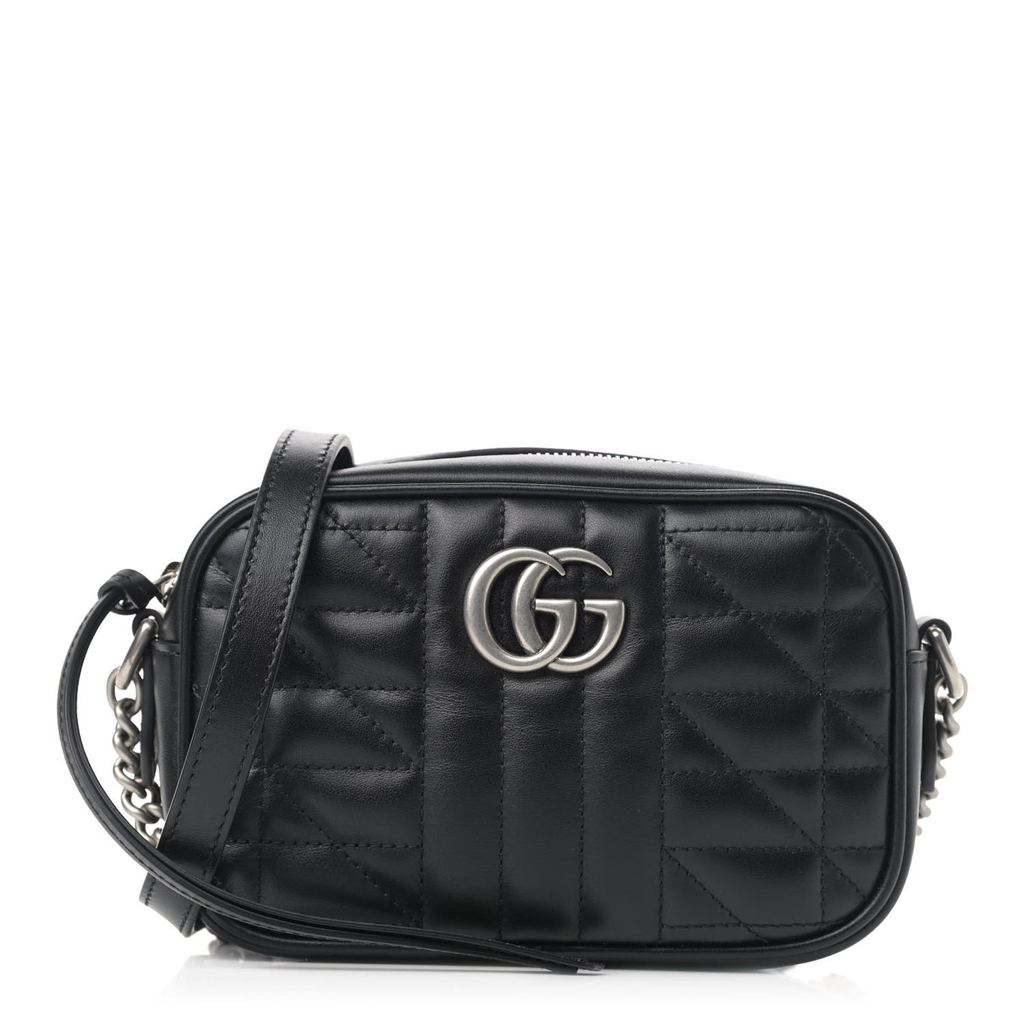 Calfskin Matelasse Aria Mini GG Marmont Chain Shoulder Bag Black
