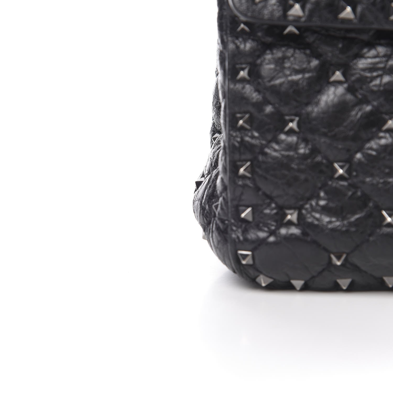Valentino Garavani Craquele Nappa Large Rockstud Spike Shoulder Bag Black 11 of 11