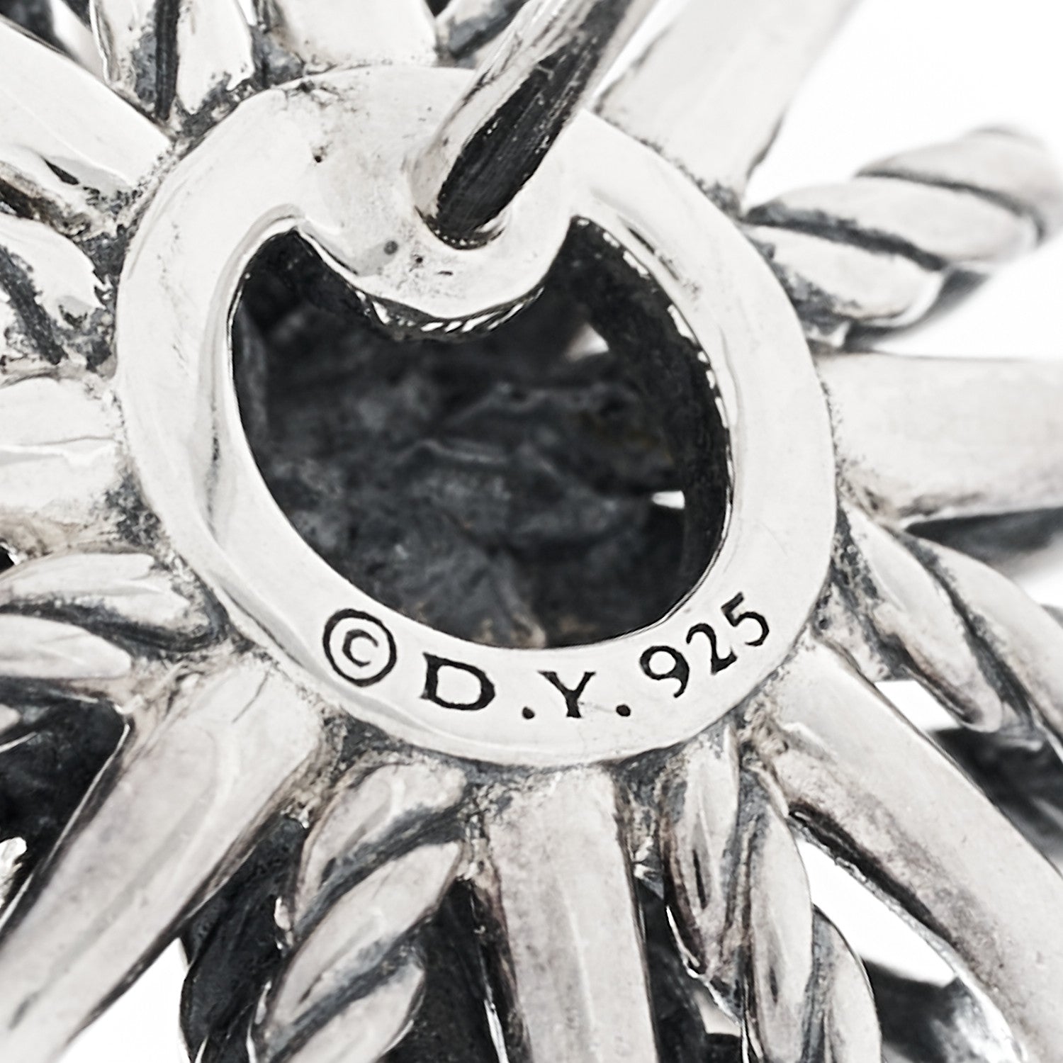 David Yurman Sterling Silver Diamond 16mm Starburst Earrings 5 of 5