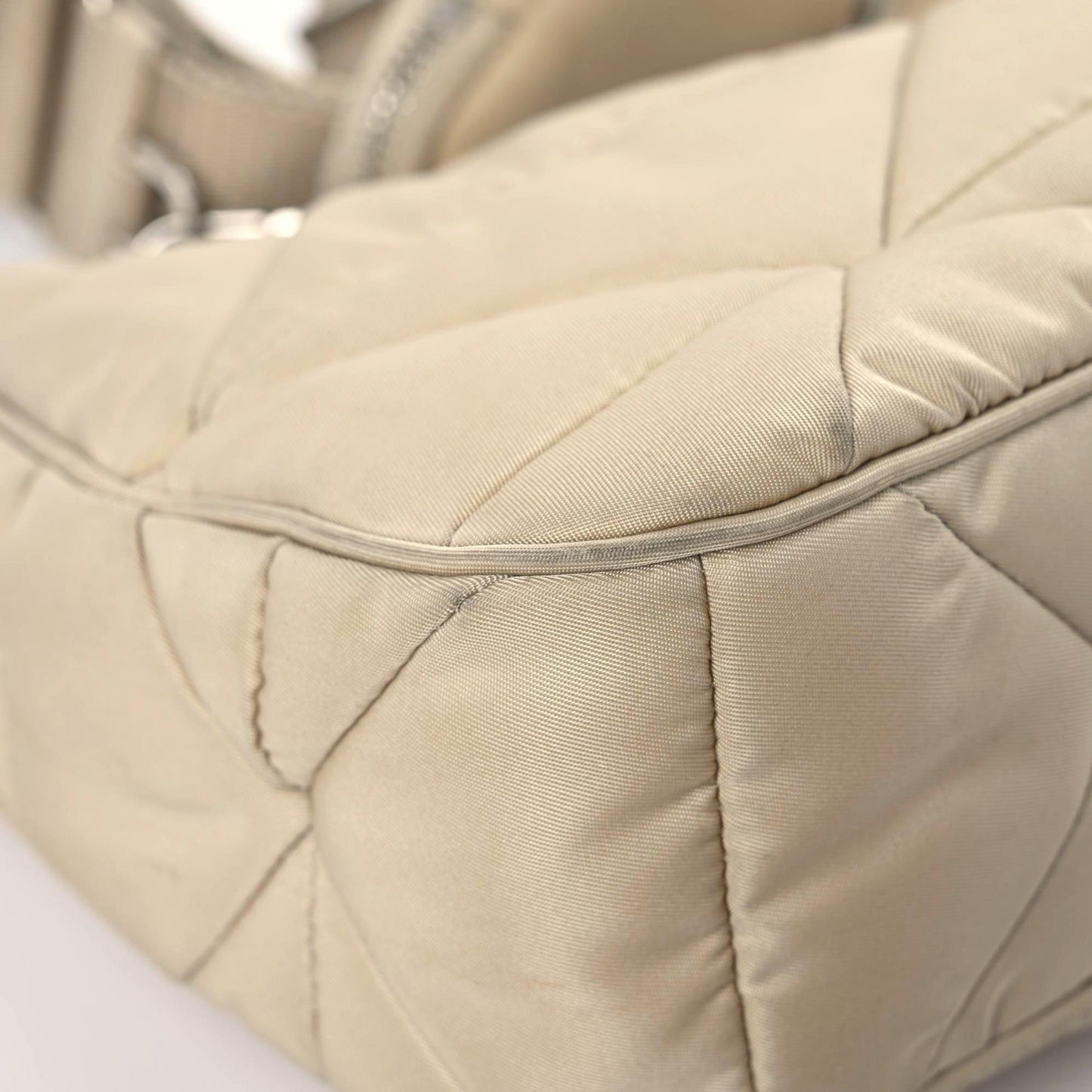Re-Nylon Triangle Quilted Padded Patchwork System Shoulder Bag Deserto