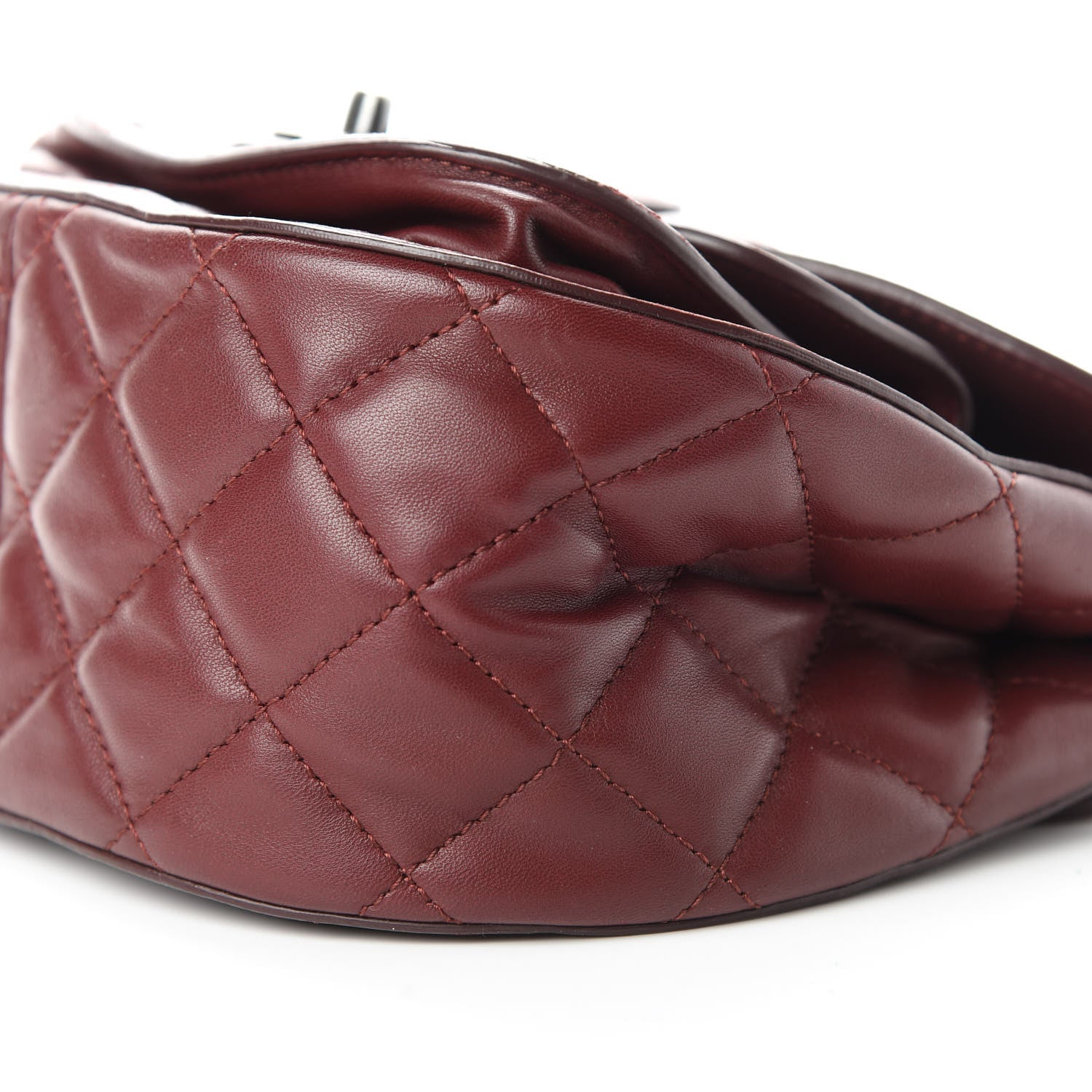 Chanel Lambskin Quilted Saddle Bag Dark Red 7 of 9