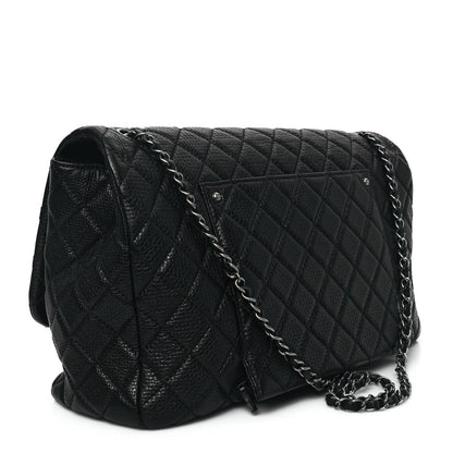 Chanel Grained Calfskin Quilted Small XXL Travel Flap Bag Black 3 of 10