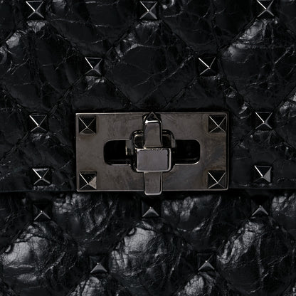 Valentino Garavani Craquele Nappa Medium Rockstud Spike Shoulder Bag Black 12 of 12
