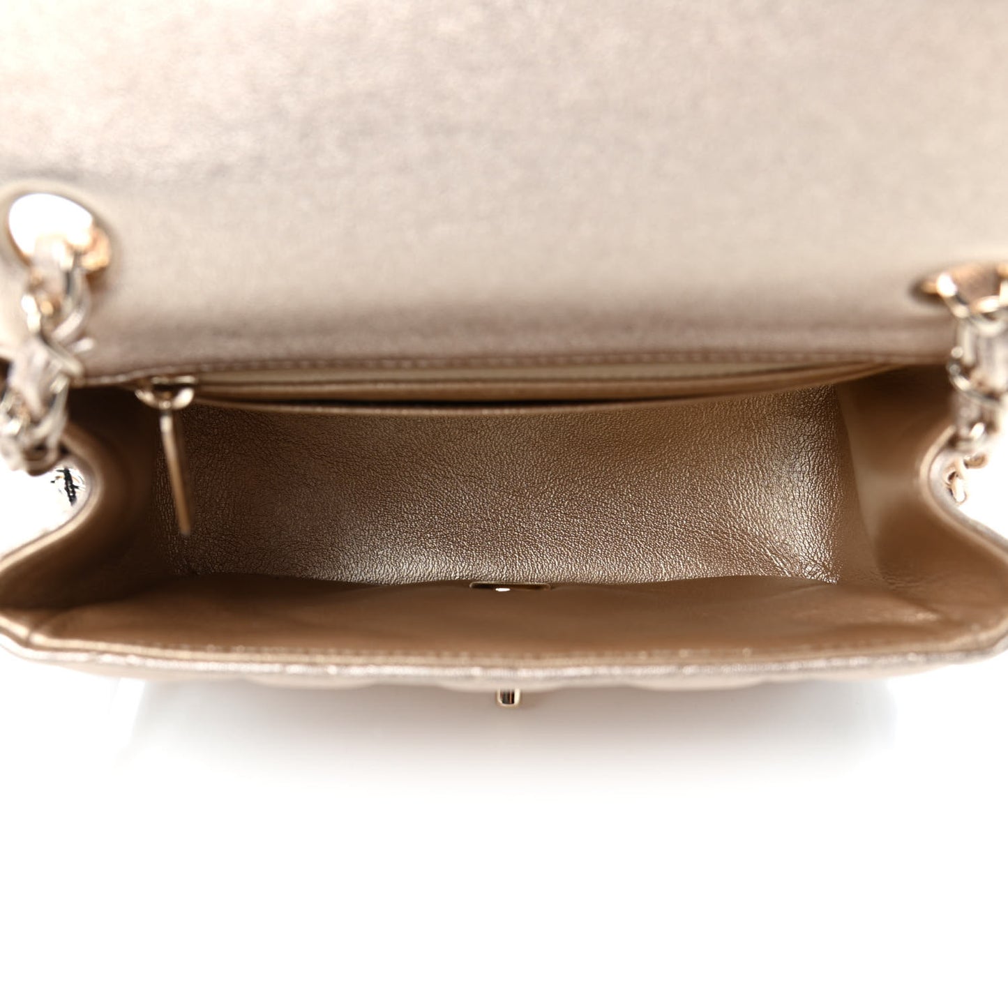 Metallic Lambskin Quilted Mini Square Flap Gold