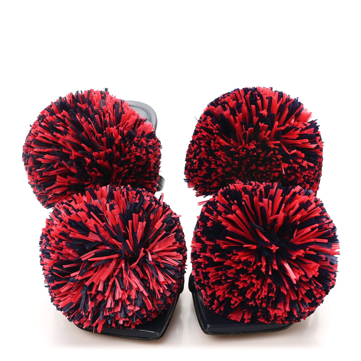 Bottega Veneta Calfskin Pom Slide Sandals 36 Navy Red 3 of 9