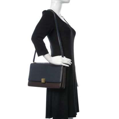 Celine Calfskin Bicolor Medium Case Flap Navy Burgundy 2 of 16