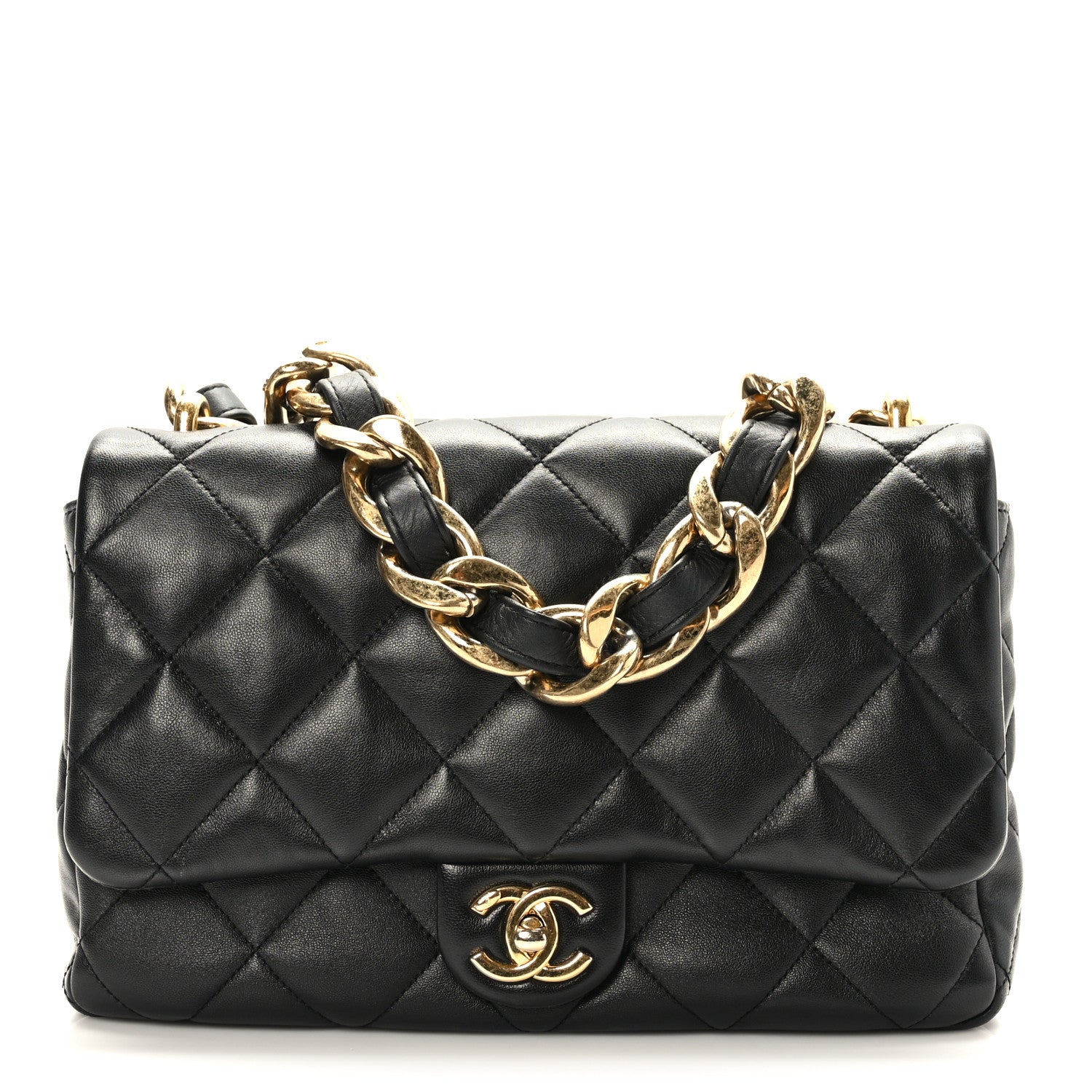 Chanel Lambskin Quilted Large CC Funky Town Flap Black 1 of 9