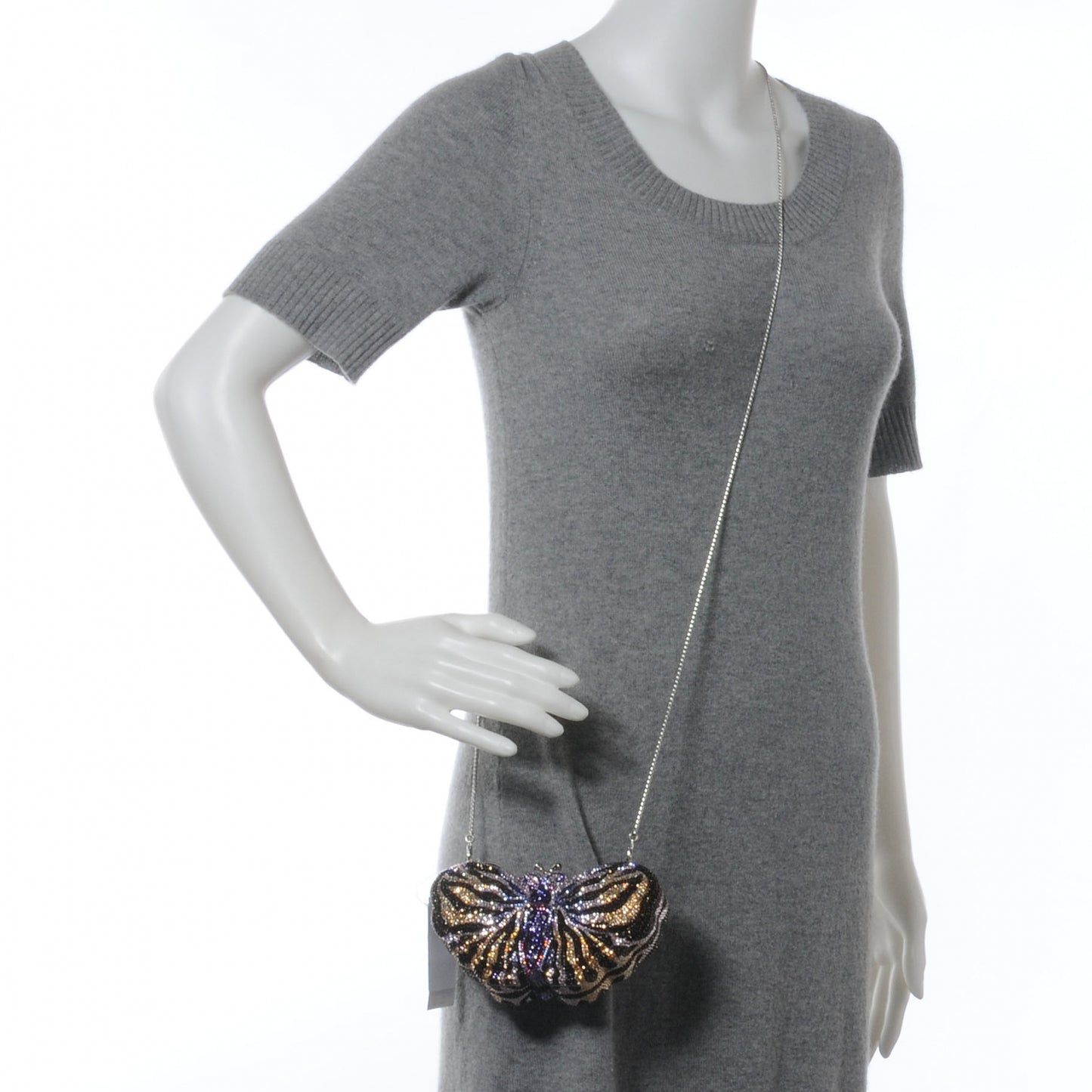 Austrian Crystal Butterfly Minaudiere Clutch Silver