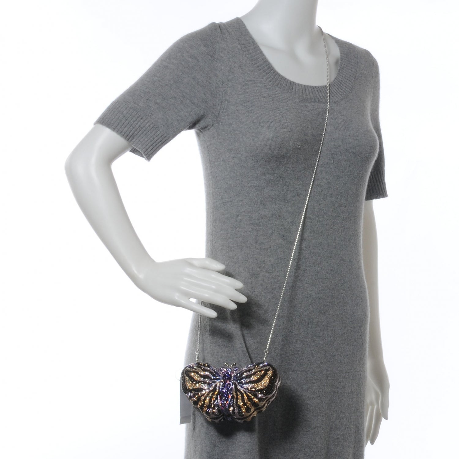 Judith Leiber Austrian Crystal Butterfly Minaudiere Clutch Silver 2 of 6