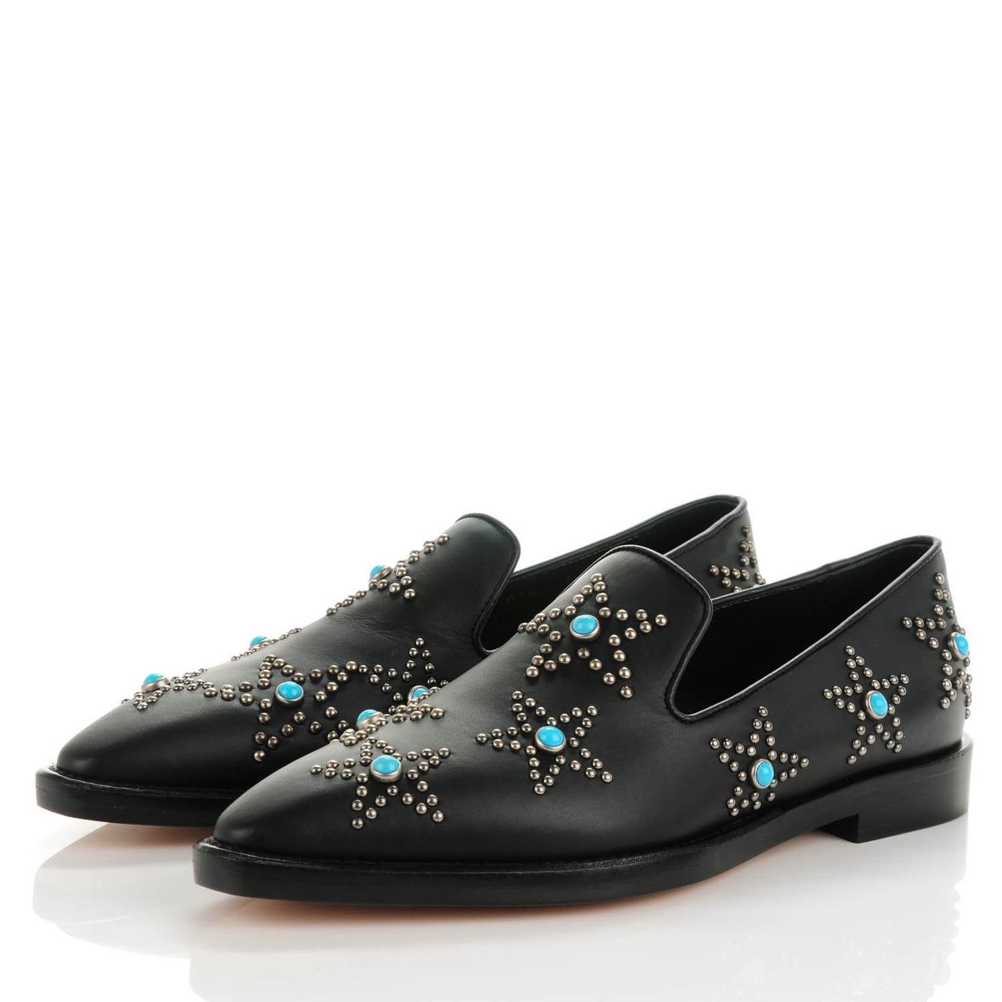 Nappa Star Studded Cabochon Loafers 35.5 Black