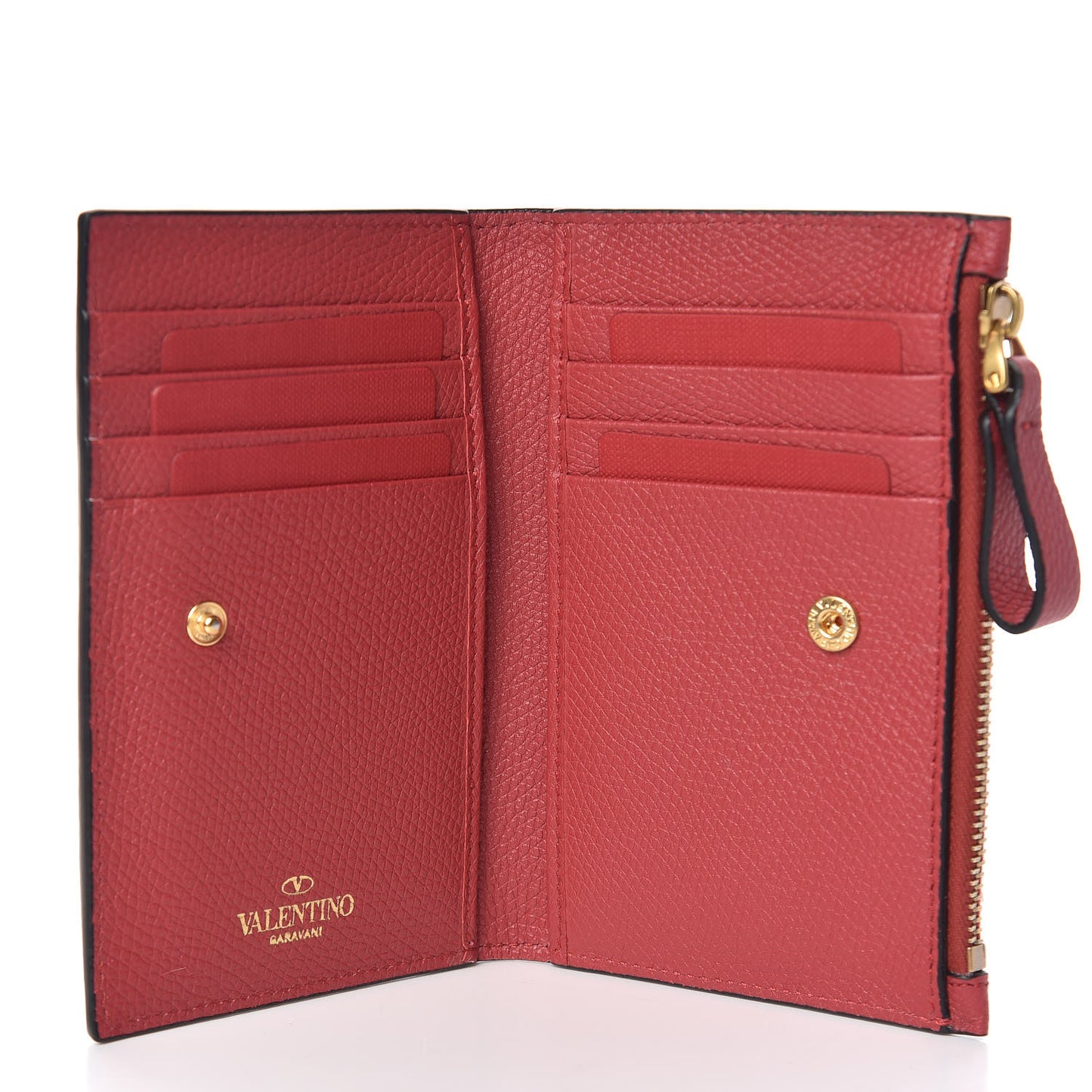 Grained Calfskin VLogo Coin Case Card Holder Rouge Pur