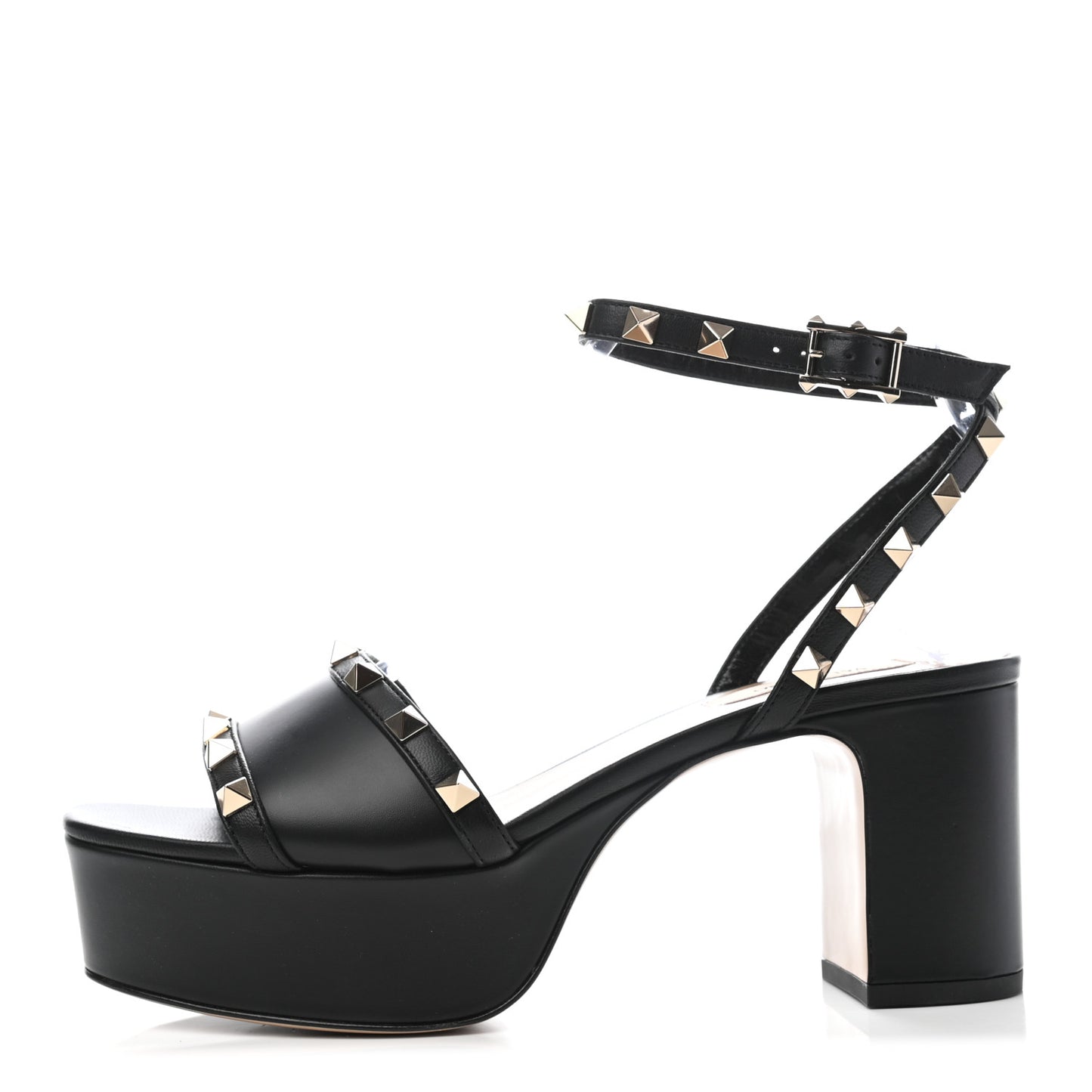 Calfskin Rockstud 35/75mm Platform Sandals 37 Black